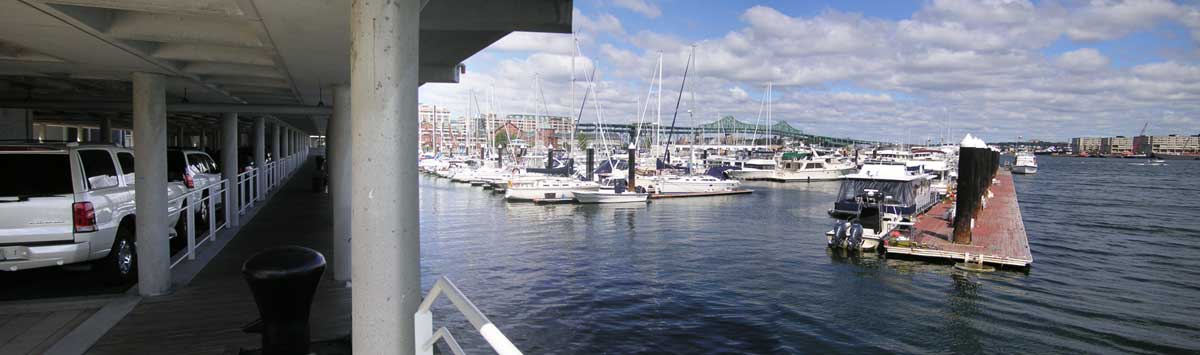 Looking up the Mystic River toward the Tobin Bridge