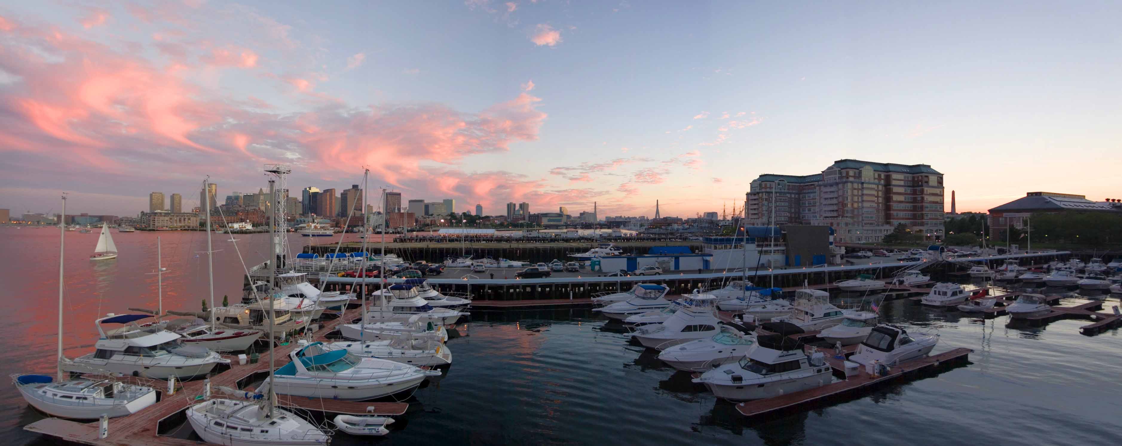 Sunset over Boston Harbor