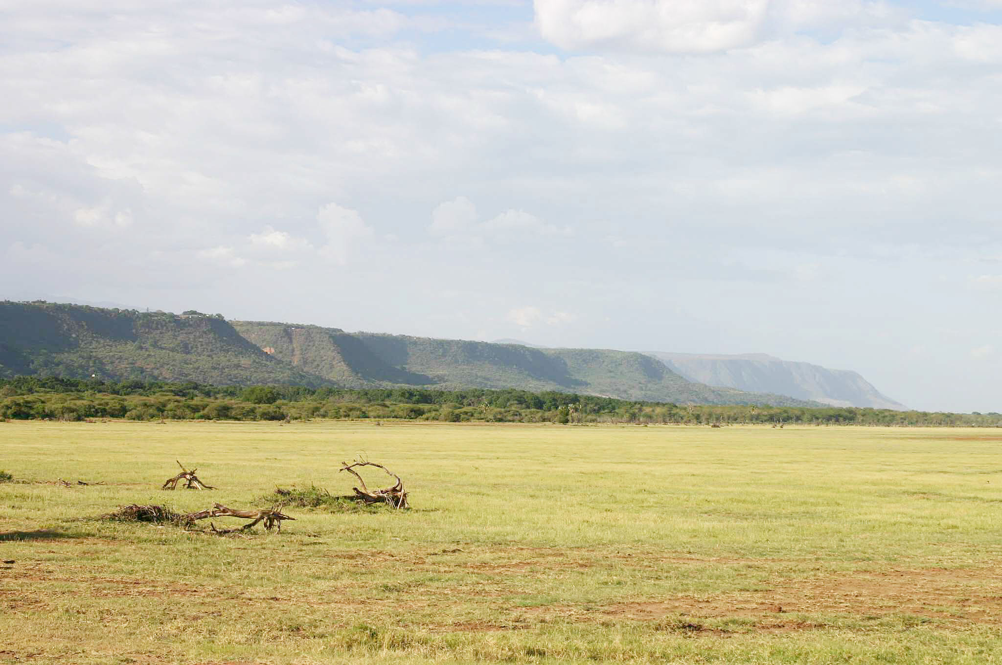 The Rift Valley escarpment, seen from a dry Lake Manyara